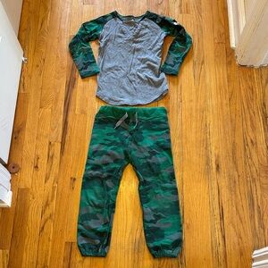 Appaman Gray and Camo Green Kids Matching Set